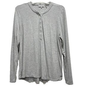 Calvin Klein Women Long Sleeve Super Soft Lightweight Halve Button Up Tee Size L
